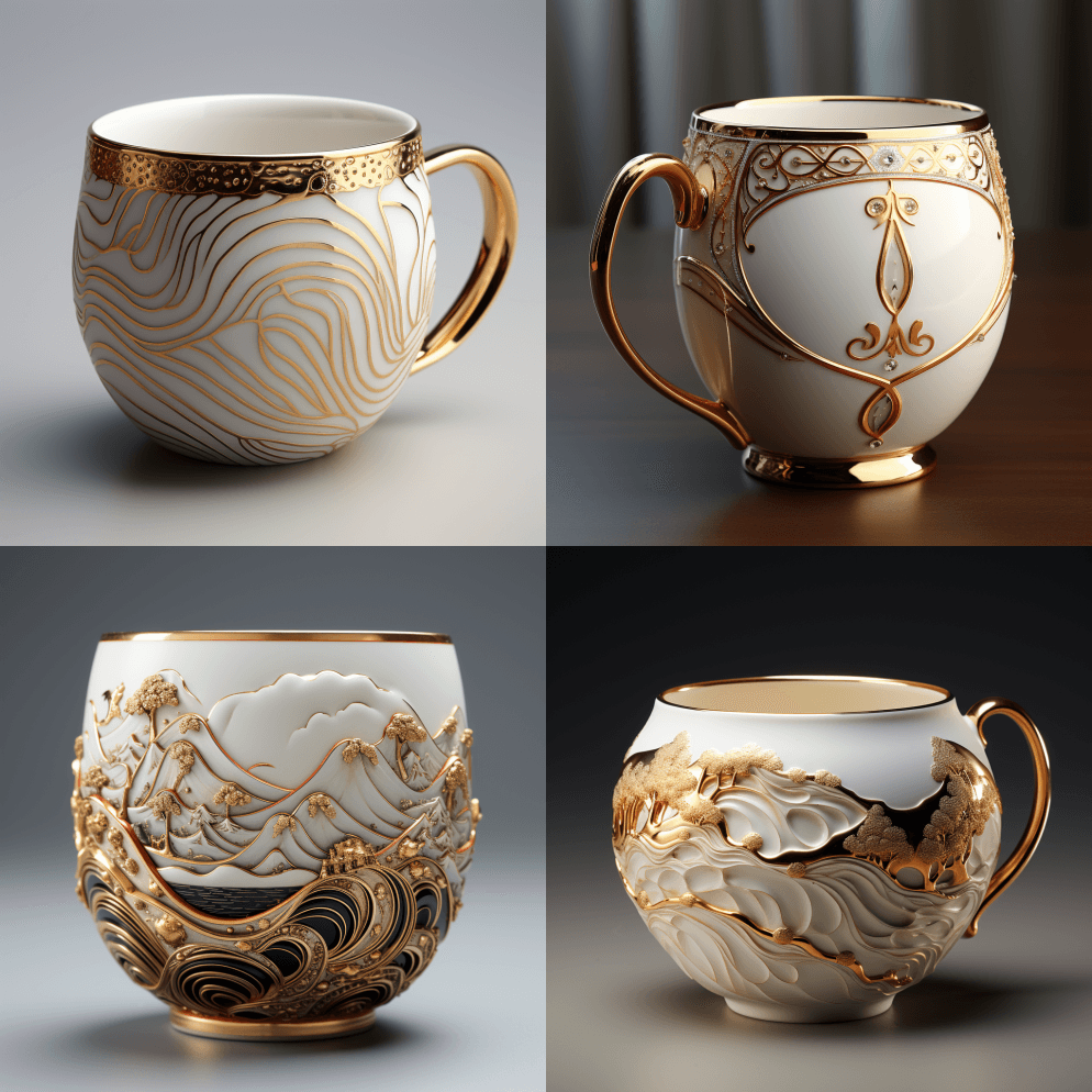 设计一个金边的陶瓷咖啡杯，