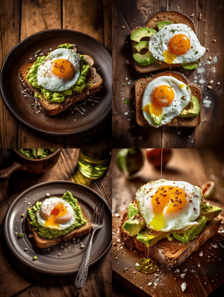 自上而下的食物照片：新鲜制作的吐司，上面