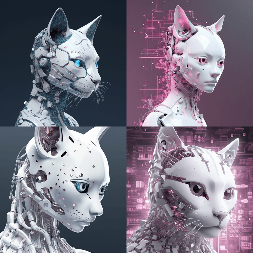 3D数据流矩阵母猫机器人肖像