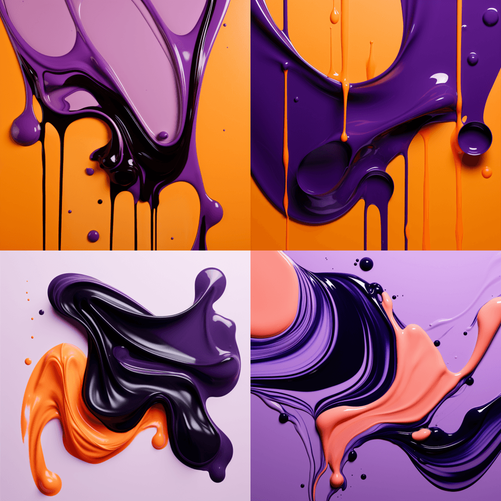 极简主义，干净的紫色背景，抽象的黑色和橙