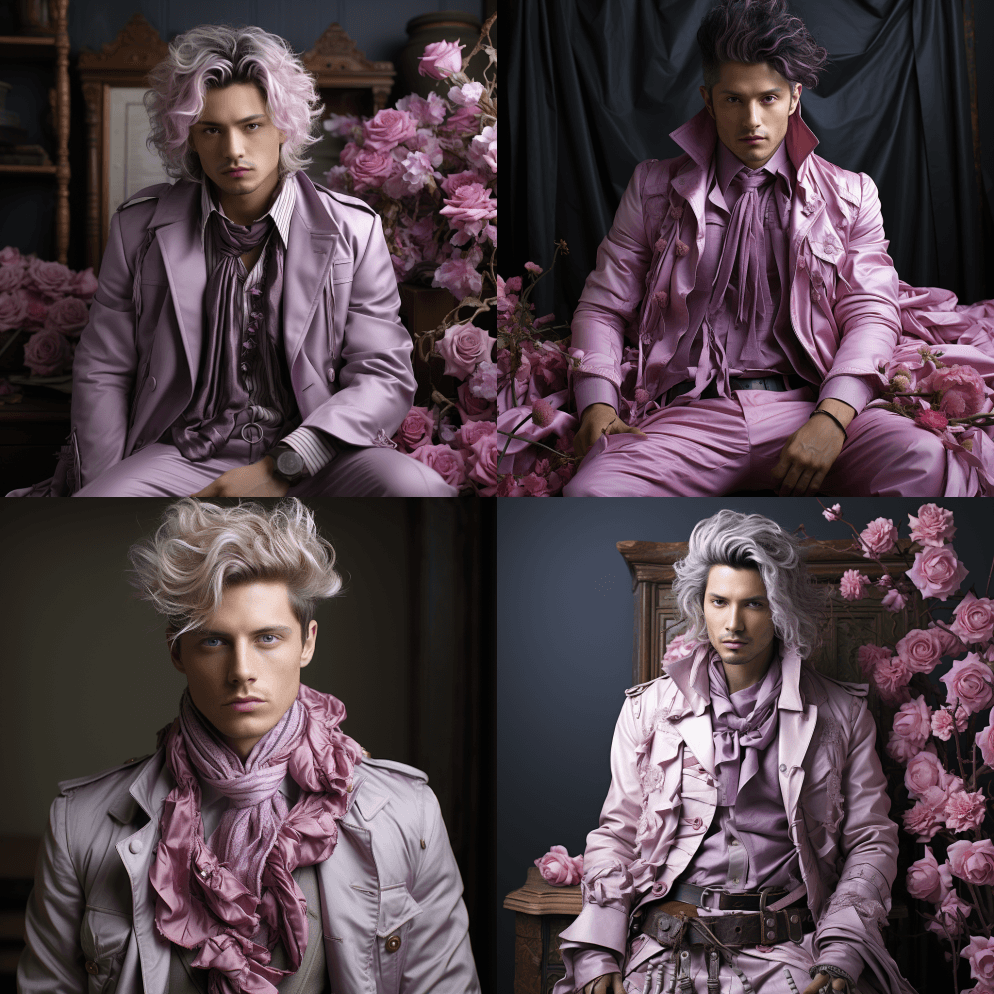 紫色薰衣草粉色奶油，日本，男装，设计师专