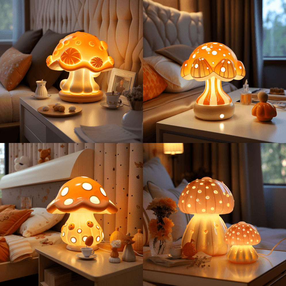 蘑菇造型，床头灯，卡通，可爱，玩具式设计