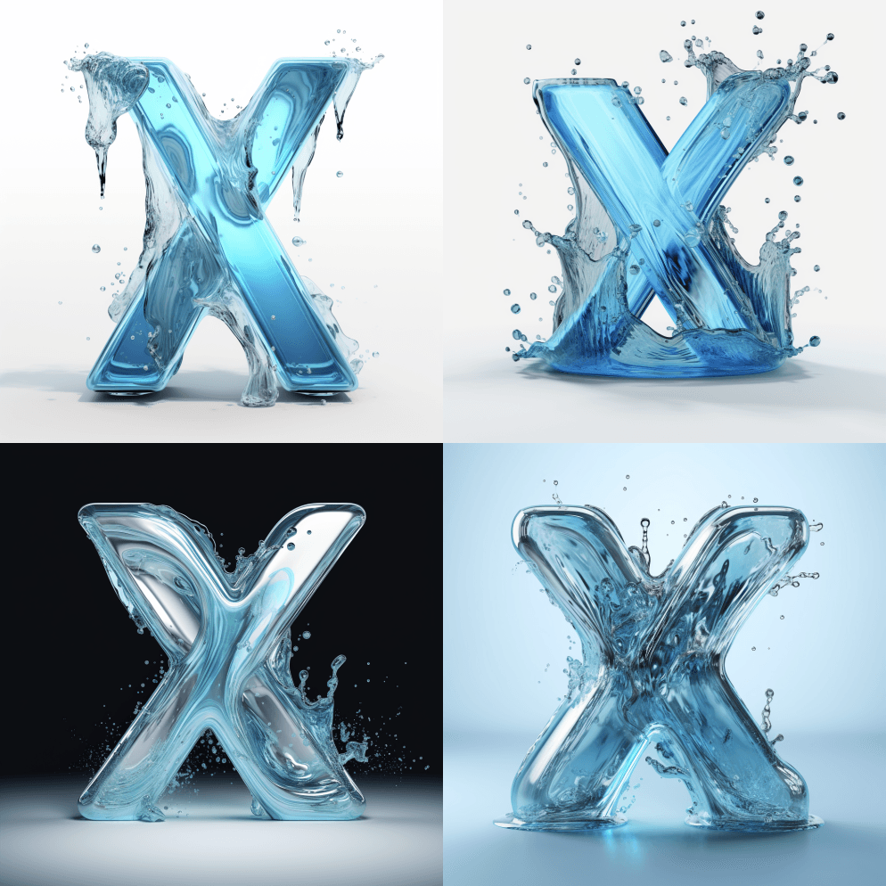 设计Letter X 3D立体声，水性材