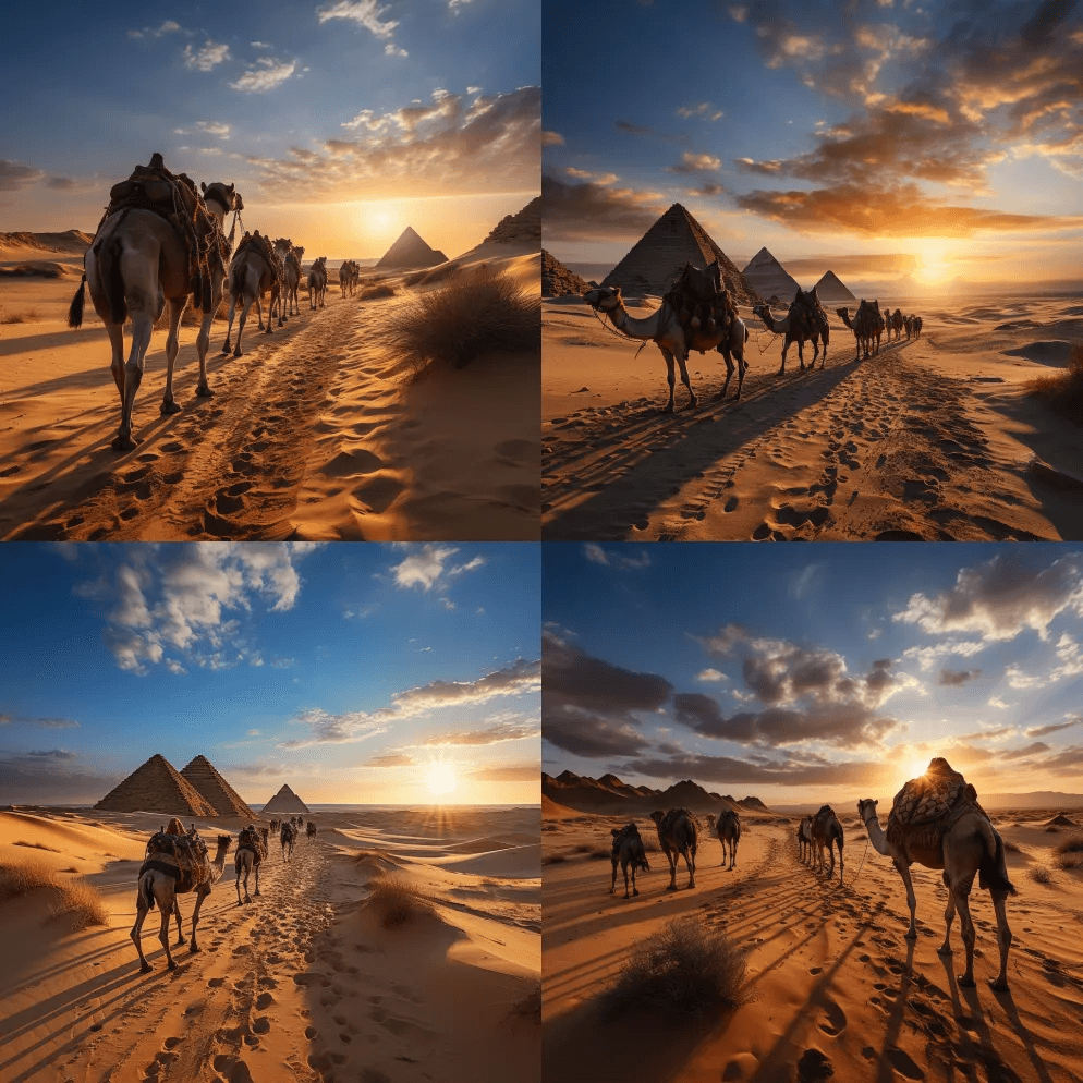 令人印象深刻的骆驼大篷车穿着五颜六色的鞍