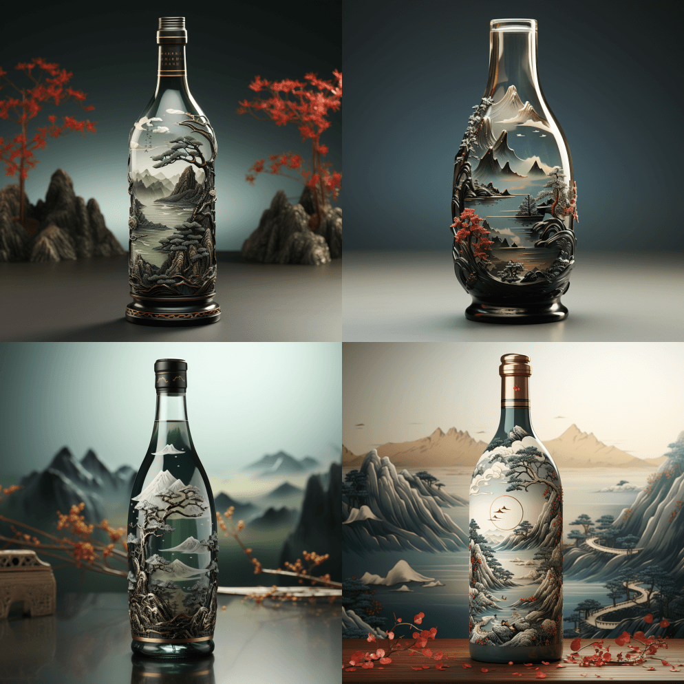超复古，精致的中国酒瓶，传统的瓶子美景，