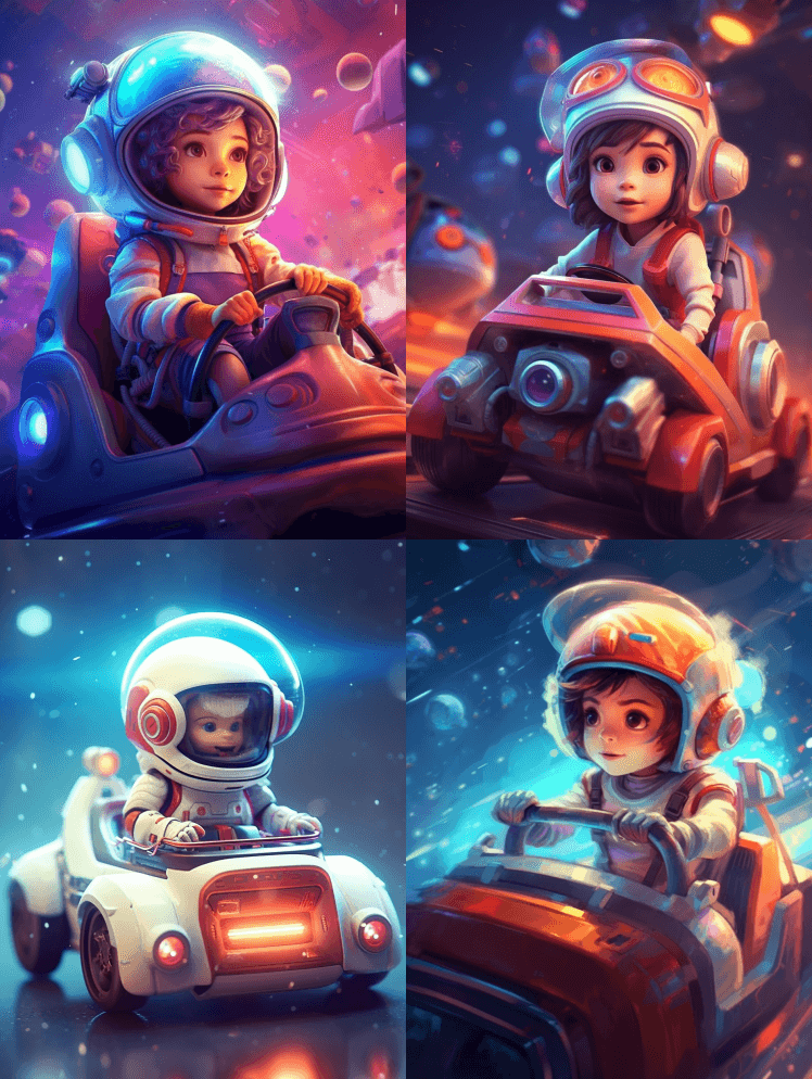 可爱的宇航员无赖公主开着可爱的小太空车穿